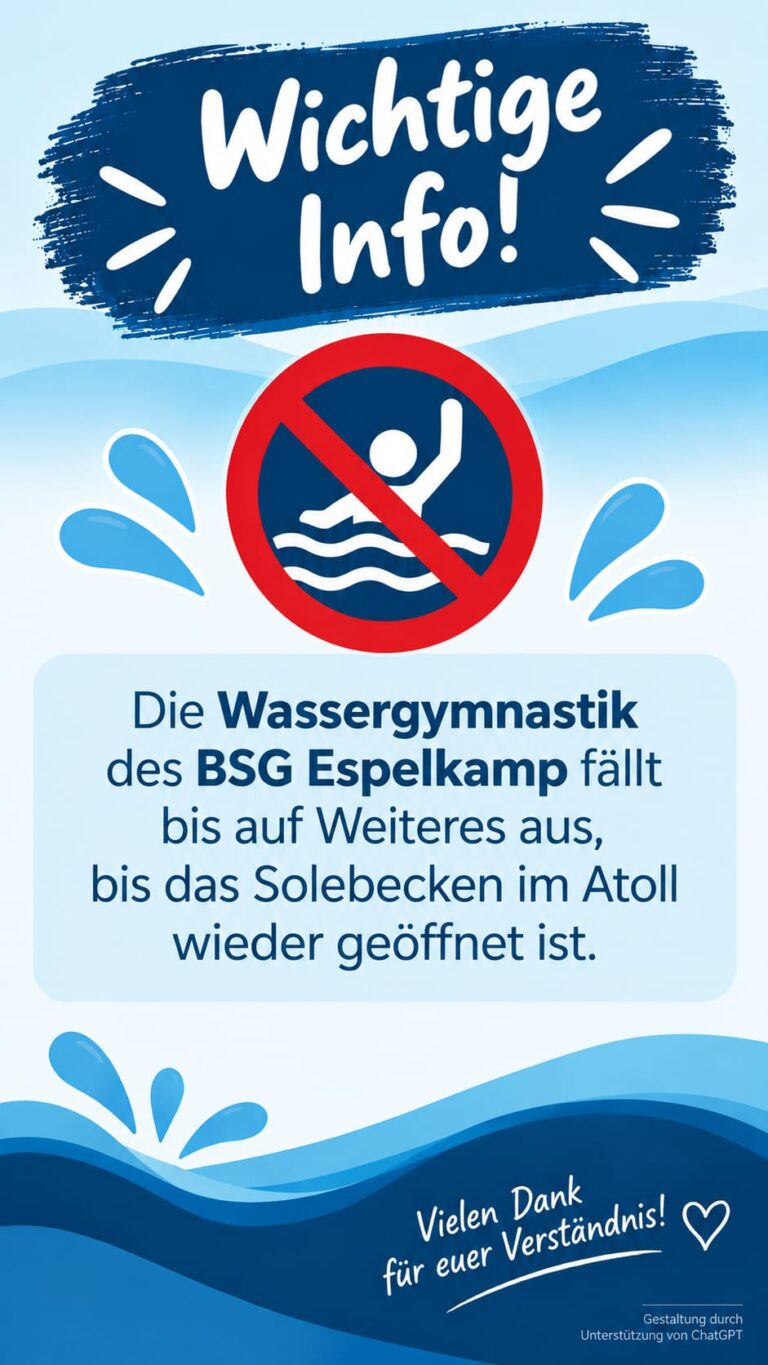 Mehr über den Artikel erfahren INFO für die Gruppen der Wassergymnastik