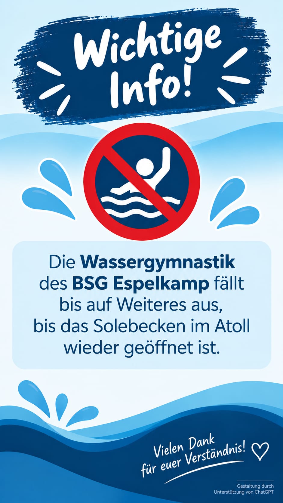 Du betrachtest gerade INFO für die Gruppen der Wassergymnastik